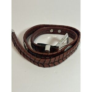 Brighton Braided‎ Leather Belt Silver Conchos Women's Medium Brown